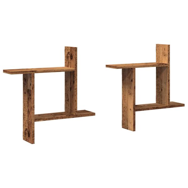 vidaXL 2 db antik fa sz&iacute;nű szerelt fa fali polc 50 x 12 x 50 cm