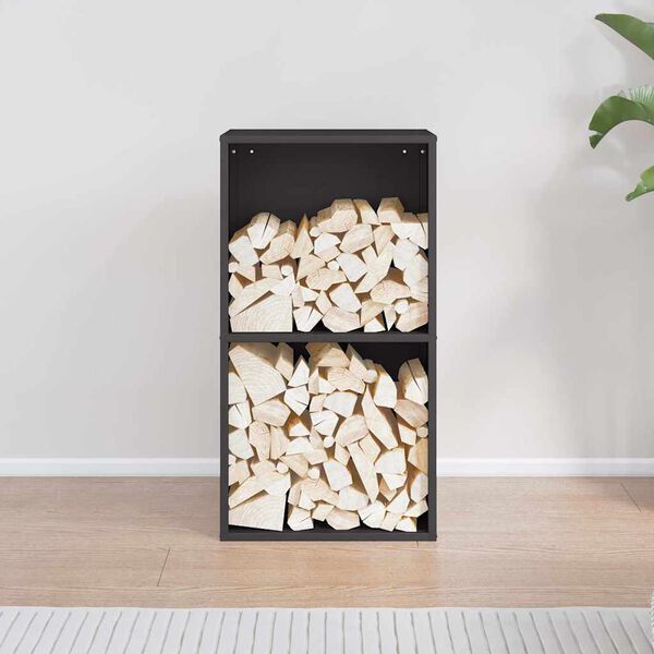 vidaXL fekete hidegen hengerelt ac&eacute;l tűzifat&aacute;rol&oacute; 40x30x75 cm