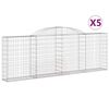 vidaXL 5 db &iacute;ves horganyzott vas gabion kos&aacute;r 300 x 30 x 100/120 cm
