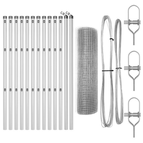 vidaXL Ker&iacute;t&eacute;soszlop Ez&uuml;st 25 x 0,6 m (25 x 25 mm-es h&aacute;l&oacute;) Ac&eacute;l