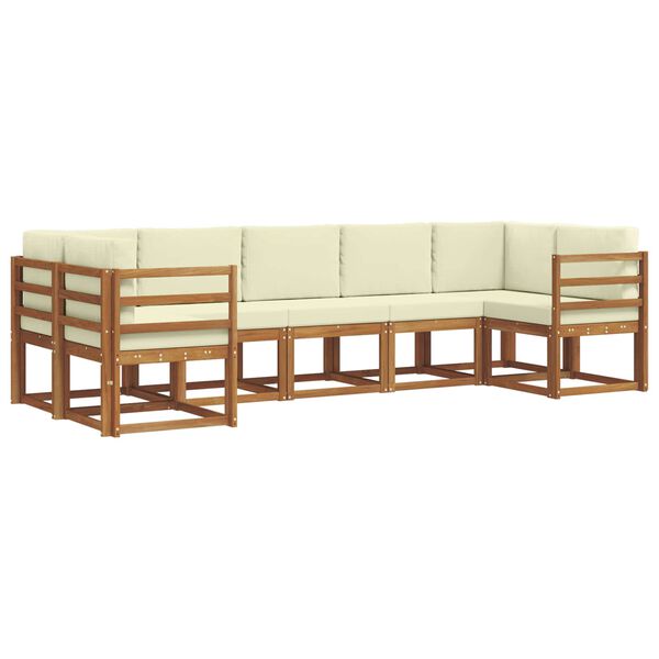 vidaXL K&uuml;lt&eacute;ri kanap&eacute; szett p&aacute;rn&aacute;val 7 pcs Term&eacute;szetes &eacute;s kr&eacute;msz&iacute;nű