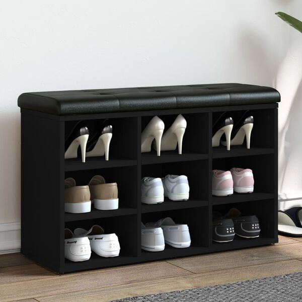 vidaXL fekete szerelt fa cipőt&aacute;rol&oacute; pad 82 x 32 x 50 cm