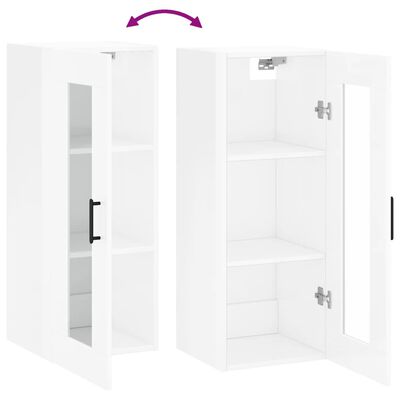 vidaXL magasfényű fehér fali szekrény 34,5 x 34 x 90 cm