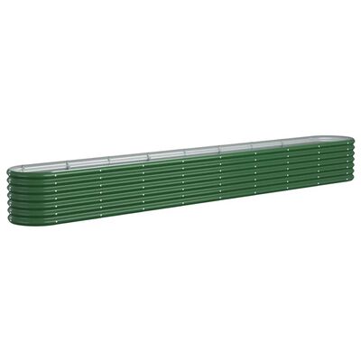 vidaXL zöld porszórt acél kerti magaságyás 332x40x36 cm