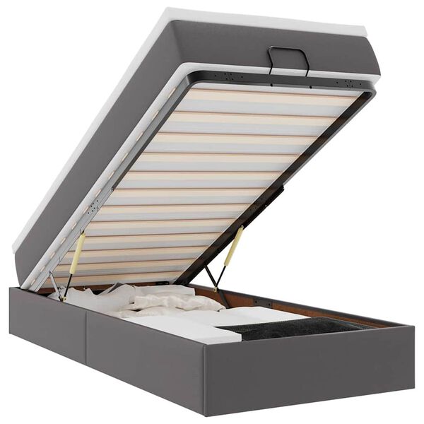 vidaXL Ottomán ágykeret matraccal Szürke 100x200cm műbőrrel