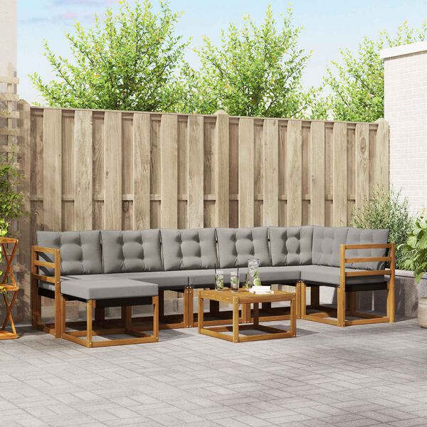 vidaXL K&uuml;lt&eacute;ri kanap&eacute; szett 8 pcs Term&eacute;szetes &eacute;s Vil&aacute;gossz&uuml;rke