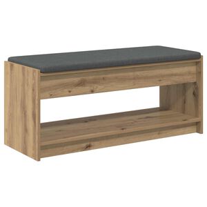 vidaXL Előt&eacute;r pad K&eacute;zműves T&ouml;lgy 103 x 38 x 45 cm Műanyag Fa &eacute;s Sz&ouml;vet
