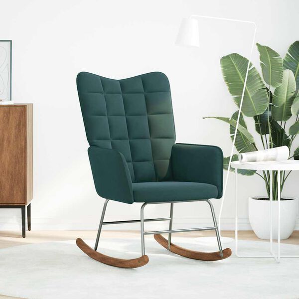 vidaXL sötétzöld bársony hintaszék