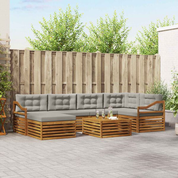 vidaXL K&uuml;lt&eacute;ri kanap&eacute; szett 7 pcs Term&eacute;szetes &eacute;s Vil&aacute;gossz&uuml;rke