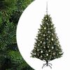 vidaXL Műfenyő g&ouml;mb&ouml;kkel 120 cm 150 LED Meleg feh&eacute;r PVC &eacute;s f&eacute;m Z&ouml;ld