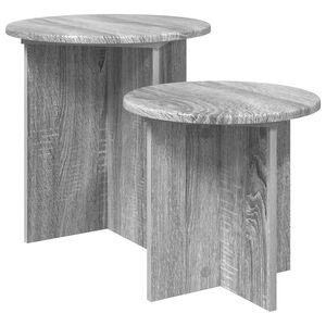 vidaXL Kisasztal k&eacute;szlet 2 db Sz&uuml;rke Sonoma &Oslash; 45 x 45 cm M&eacute;rn&ouml;ki fa