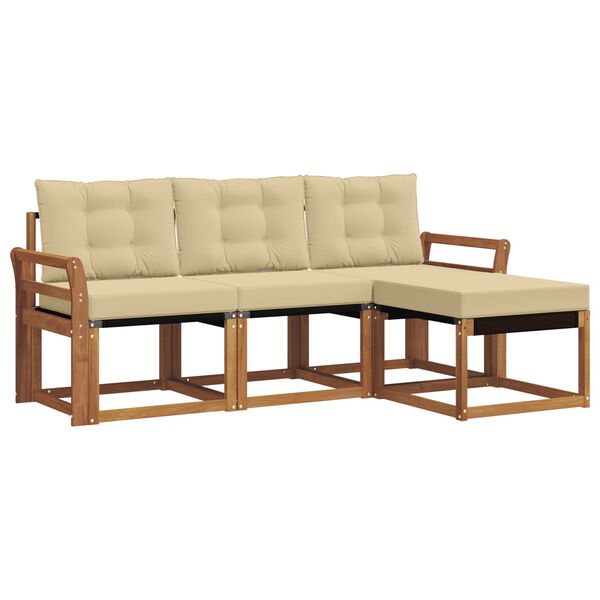 vidaXL K&uuml;lt&eacute;ri kanap&eacute; szett p&aacute;rn&aacute;val 4 pcs Term&eacute;szetes &eacute;s b&eacute;zs