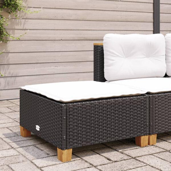 vidaXL fekete polyrattan kerti szék párnával 63,5 x 56 x 32 cm