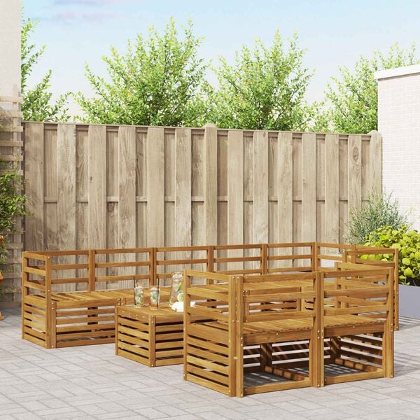 vidaXL &Uuml;lőgarnit&uacute;r&aacute;k 9 pcs Term&eacute;szetes T&ouml;m&ouml;r Ak&aacute;cfa