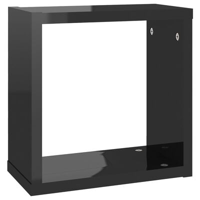 vidaXL 4 db magasfényű fekete fali kockapolc 30 x 15 x 30 cm