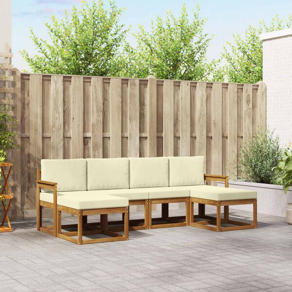 vidaXL K&uuml;lt&eacute;ri kanap&eacute; szett 6 pcs Term&eacute;szetes &eacute;s kr&eacute;msz&iacute;nű Faanyag