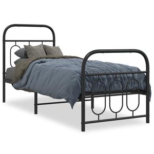 vidaXL fekete f&eacute;m &aacute;gykeret fej- &eacute;s l&aacute;bt&aacute;ml&aacute;val 75 x 190 cm