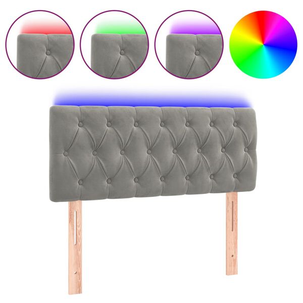 vidaXL világosszürke bársony LED-es fejtámla 100 x 7 x 78/88 cm