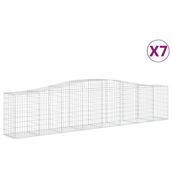 vidaXL 7 db íves horganyzott vas gabion kosár 400x50x80/100 cm