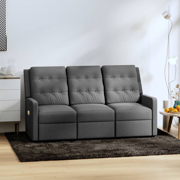 vidaXL 3 személyes világosszürke szövet masszázsfotel