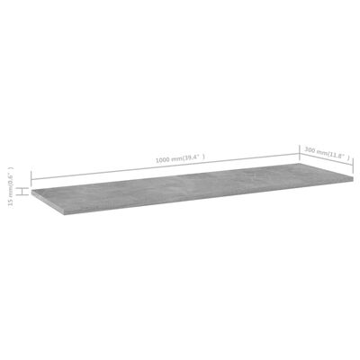 vidaXL 8 db betonszürke forgácslap könyvespolc 100 x 30 x 1,5 cm