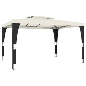 vidaXL kr&eacute;msz&iacute;nű ac&eacute;l dupla tetős pavilon 3,98 x 2,98 m