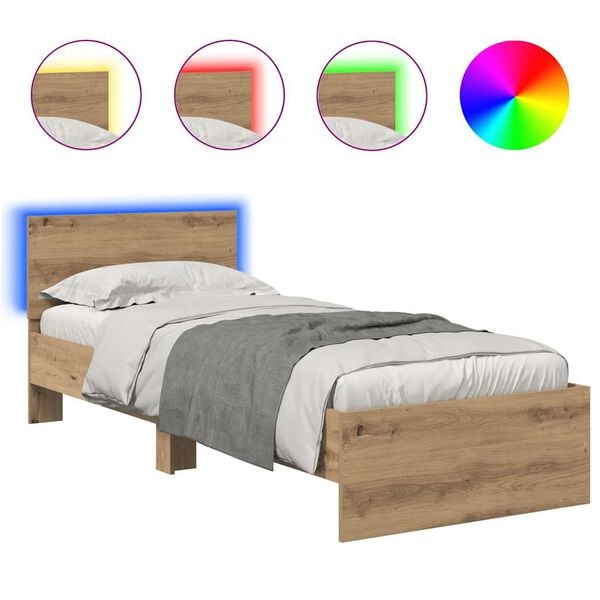 vidaXL &Aacute;gykeret LED -es l&aacute;mp&aacute;kkal Artisan t&ouml;lgy 75 x 190 cm Faanyag