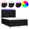 vidaXL fekete sz&ouml;vet rug&oacute;s &eacute;s LED-es &aacute;gy matraccal 140x190 cm