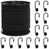 vidaXL Bungee K&ouml;t&eacute;l Horgokkal 4 mm Fekete PP &eacute;s gumi