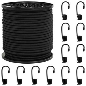 vidaXL Bungee K&ouml;t&eacute;l Horgokkal 4 mm Fekete PP &eacute;s gumi