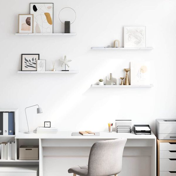 vidaXL Falpolc polcokkal 4 pcs Feh&eacute;r m&aacute;rv&aacute;ny 80 x 9 x 3 cm Faanyag