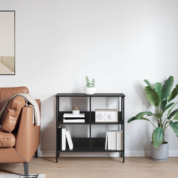 vidaXL K&ouml;nyvespolc Fekete t&ouml;lgy 82 x 32 x 79 cm Faanyag