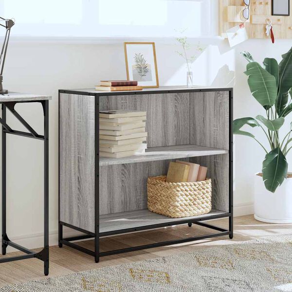 vidaXL szürke sonoma színű szerelt fa könyvszekrény 80,5x35x76 cm