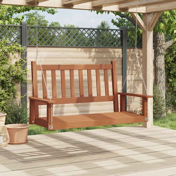 vidaXL barna t&ouml;m&ouml;r fenyőfa kerti hintapad f&eacute;m l&aacute;ncokkal