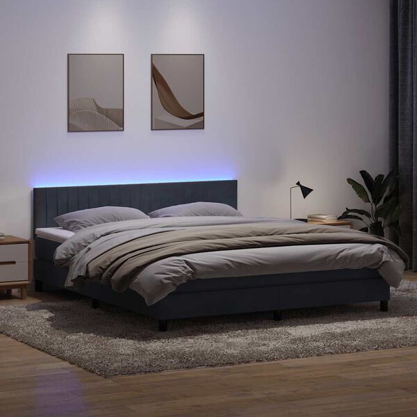 vidaXL s&ouml;t&eacute;tsz&uuml;rke b&aacute;rsony rug&oacute;s &eacute;s LED-es &aacute;gy matraccal 180x210 cm