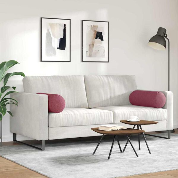 vidaXL Hengerpárnák 2 pcs Bordó Ø 25 x 70 cm szövet