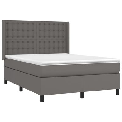 vidaXL szürke műbőr rugós ágy matraccal 140x190 cm