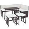 vidaXL 5-r&eacute;szes barna k&uuml;lt&eacute;ri polyrattan &eacute;s ac&eacute;l &eacute;tkezőszett