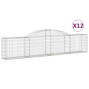 vidaXL 12 db &iacute;ves horganyzott vas gabion kos&aacute;r 300x30x60/80 cm