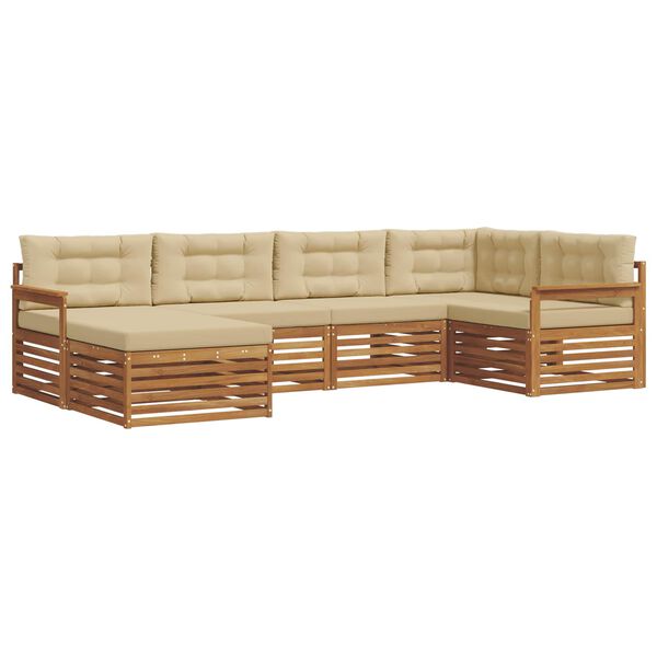 vidaXL K&uuml;lt&eacute;ri kanap&eacute; szett p&aacute;rn&aacute;val 6 pcs Term&eacute;szetes &eacute;s b&eacute;zs