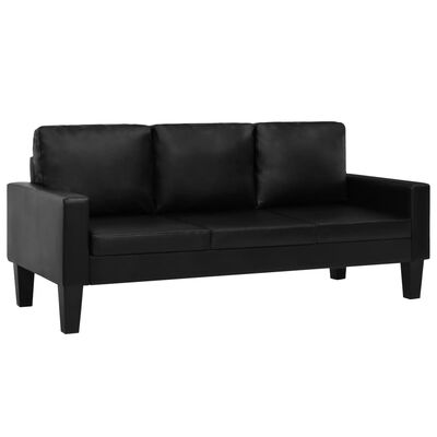 vidaXL háromszemélyes fekete műbőr kanapé