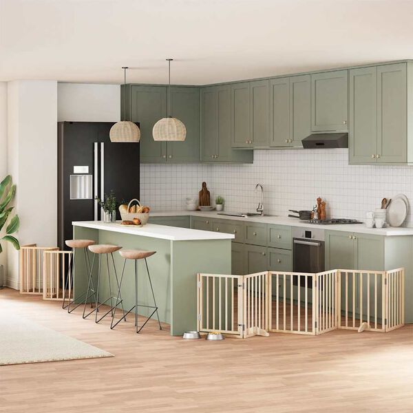 vidaXL ny&aacute;rfa 15 paneles &ouml;sszecsukhat&oacute; kutyakapu ajt&oacute;val 750 cm