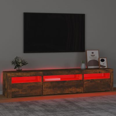vidaXL füstös tölgyszínű TV-szekrény LED-világítással 195x35x40 cm