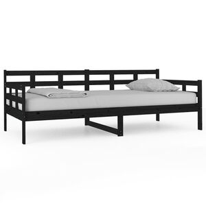vidaXL fekete t&ouml;m&ouml;r fenyőfa kanap&eacute;&aacute;gy 90x200 cm