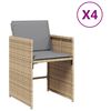 vidaXL 4 db vegyes b&eacute;zs polyrattan kerti sz&eacute;k p&aacute;rn&aacute;val