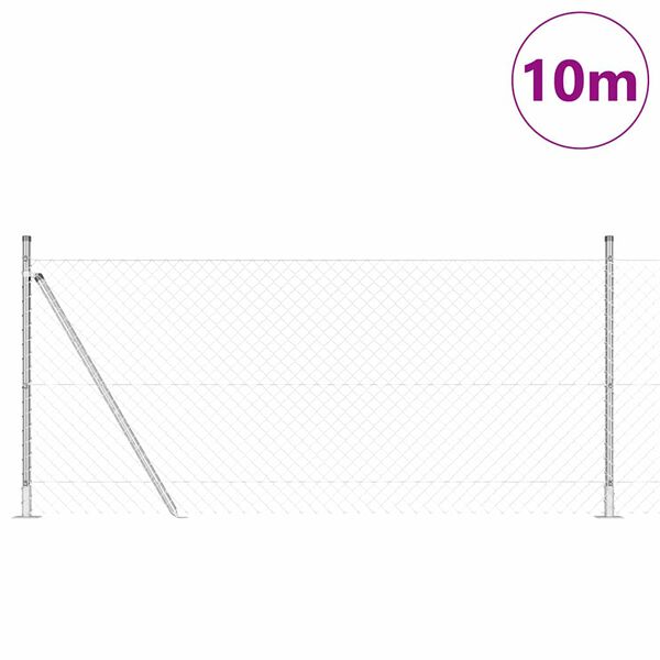 vidaXL Ker&iacute;t&eacute;soszlop Ez&uuml;st 10 x 0,8 m (40 x 40 mm h&aacute;l&oacute;) Ac&eacute;l