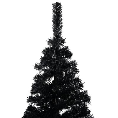 vidaXL fekete PVC megvilágított műkarácsonyfa gömb szettel 150 cm