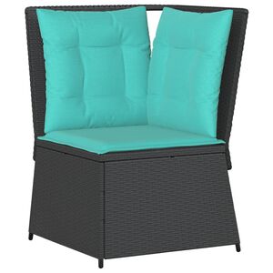vidaXL fekete polyrattan kerti sarokkanap&eacute; p&aacute;rn&aacute;kkal