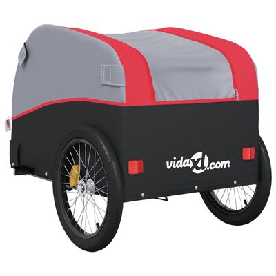 vidaXL fekete-piros vas kerékpár-utánfutó 30 kg
