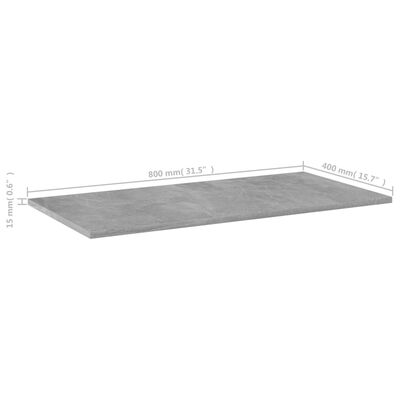 vidaXL 8 db betonszürke forgácslap könyvespolc lap 80 x 40 x 1,5 cm